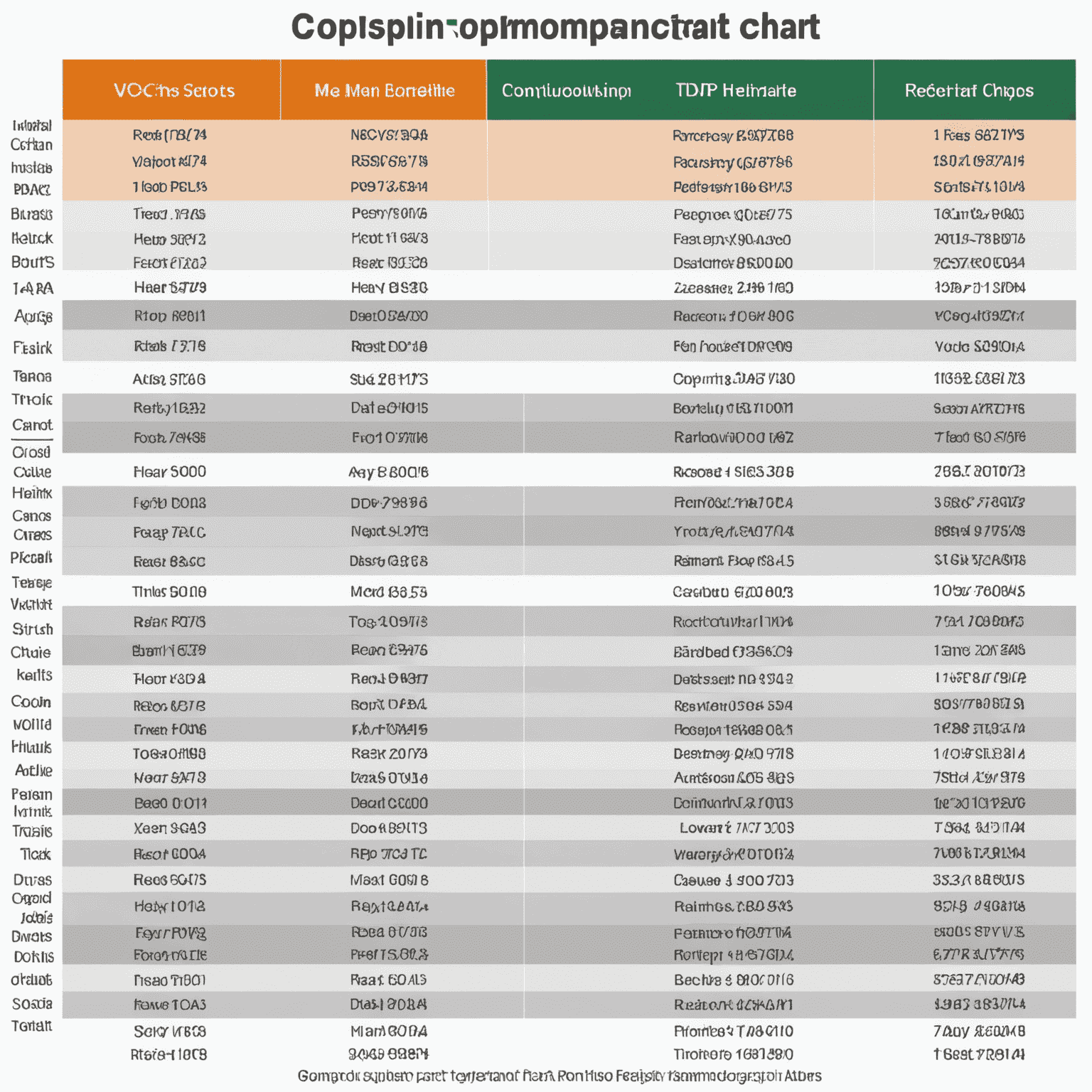 Comparison chart showing features and performance metrics of RDP, ICA, VNC, and other remote desktop protocols